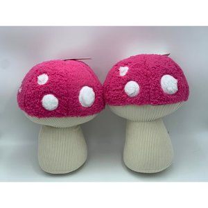 Cupcakes & Cashmere Hot Pink Mushroom Plush Decorative Throw Pillows Set of 2